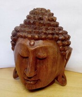 Meditating buddha indonesian natural hardwood sculpture exotic rarity. 16Cm.