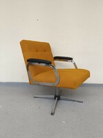 Retro fémvázas forgó fotel bútor sárga kárpitozott krómozott forgós szék 1 darab 684 7478