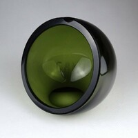 1J434 Formatervezett vastagfalú művészi gömb füstüveg hamutál