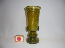 Old glass vase with convex decorations - 20.5 cm