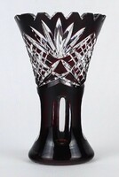 1N134 flawless crystal vase colored burgundy 14 cm