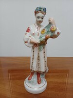 Nagy! 27cm Polonne Ukrán porcelán lány figura 1960-as évek Szovjet