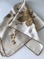 Silk scarf with flowers on a cream-colored base, 75 x 74 cm