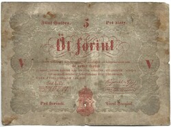 5 öt forint 1848 Kossuth bankó piros betűk