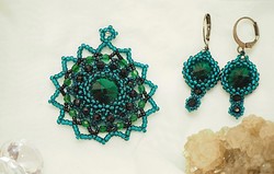 Handmade jewelry set, pine green