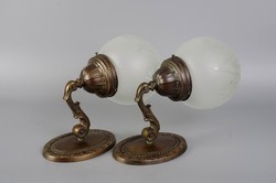 Pair of antique bronze wall arm lamps