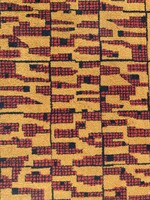 BARNA SÁRGA SZÍNŰ GEOMETRIKUS MINTÁJÚ RETRO SZŐNYEG 128 X 66 CM