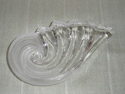 Öntött üveg tálka, ékszertartó kagyló