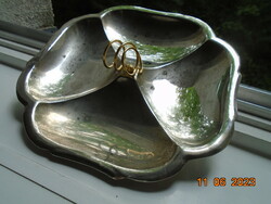 -50% SALE! Flower-shaped, silver-plated serving tray with hallmark and gilded spiral