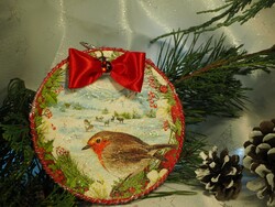 Handmade Christmas decorative ornament with robin