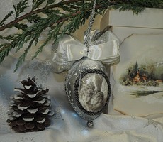 Handmade silver-colored vintage Christmas decoration