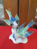 German,Germany Grafenthal Carl-Scheidig Hand-Painted Bird Pair Porcelain Figure.12.5 cm.