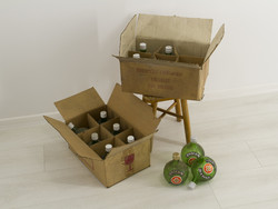 Régi Unicumos üvegek, 2 x 6 db, Eredeti dobozban