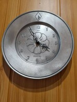 Pewter wall clock with original Hermle clockwork