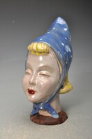 Mária H. Rahmer - art deco ceramic female head. Bust, signaled.
