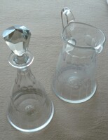 ANTIK üveg kancsó és boros palack