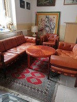 Vintage leather, rosewood model 925 sofa set, sven ellekaer, coja 1960