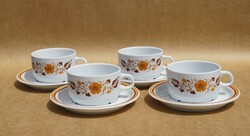 Retro Alföldi porcelán népi mintás Panni dekor leveses csésze és alátét tányér szettben