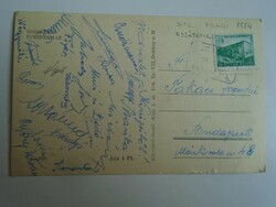 H33.7 FRADI FTC  focicsapat által aláírt képeslap  küldve az edzőtáborból 1954, Takács Józsefnek