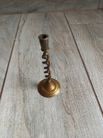 Thin antique copper candle holder with twisted stem (10 cm)