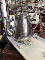 Vastagon ezüstözött, jelzett, kiöntő és cukros garnitúra, 18, 16, 16 cm-esek.6168
