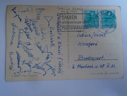 H33.2  FRADI FTC  focicsapat által aláírt képeslap  küldve 1954-ben Berlinből, Takács Józsefnek