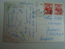 H33.4 FRADI FTC  focicsapat által aláírt képeslap  küldve 1960-ban Bécsből, Takács Józsefnek