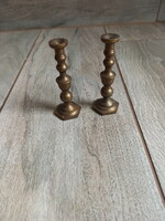 Pair of small antique copper candle holders (8 cm)