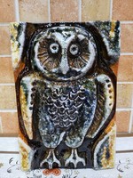 Ceramic retro, vintage owl wall picture, wall decoration