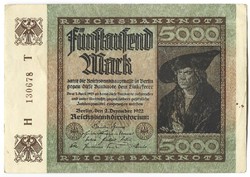 5000 Mark 1922 hakensterne watermark Germany 2.
