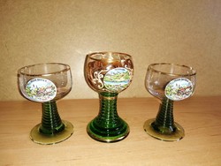 Gilded, green base glass tegernsee and regen/bayer.W. Memory glass 3 pieces in one (6/k)