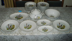 Twelve-person wild duck old porcelain tableware - veritable porcelaine - for hunters and fishermen