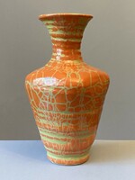 Gorka Géza industrial art corporate orange retro ceramic vase 23 cm
