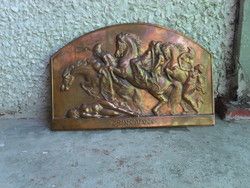 Antique large bronze red copper (Louis Boskó) mural relief
