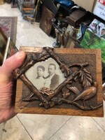 Art Nouveau jewelry or photo holder wooden box, 15 x 18 cm