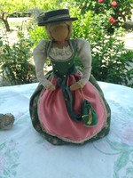 Antique textile, fabric doll, in folk costume for sale!
