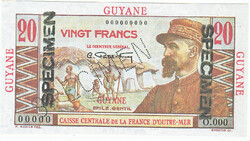 French Guiana 20 French Guiana francs 1947 replica model
