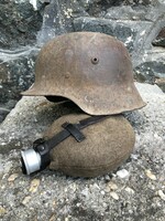 2Vh German m42 helmet and water bottle