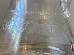 Antique carved crystal glass jug with braid decoration