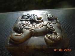Kirin fo protective shou chou carving jade talisman with taoist dharma seal