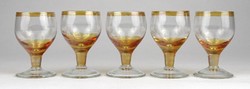 1N280 old small glass stamped cup set 5 pieces