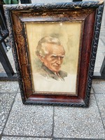Male portrait watercolor, framed, signal