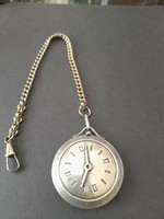 Silver-plated pendant with rotating dial, with watch chain. 5 Cm.
