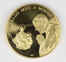 1N026 György Bognár - Ferenc Lebó : ii. Pope János Pál gilded commemorative medal Mariapócs 1991