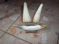 3 pieces of horn sculpture !!! Ship, bird, candlestick