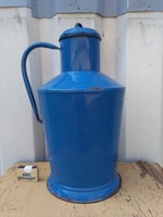 Old Cegléd enamel pot, can - blue color - for folk, peasant decoration