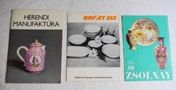 Herend porcelain, Zsolnay porcelain, Alföldi porcelain advertising material, brochure 3 pcs.