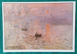 Claude Monet: Impresszió, a felkelő nap, reprint, postatiszta reklámképeslap