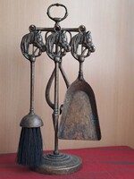 Eternal life! :-) A rarity! Antique, horse head, copper fireplace cleaning set