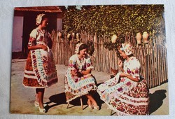 Kalocsai népviselet képeslap , firkált , 70-es évek